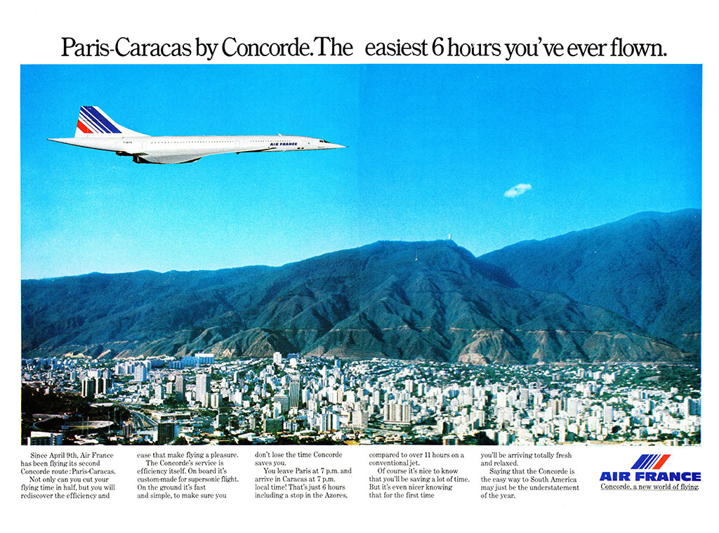 Air France — Paris-Caracas by Concorde advertisement
